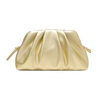 Milisente Bolso de mano plisado para mujer, bolso de noche de cuero vegano, dorado claro