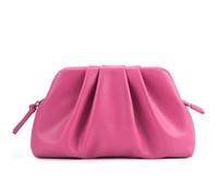 Milisente Bolso de mano plisado para mujer, bolso de noche de cuero vegano, hot pink