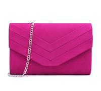 Milisente Bolso de noche para mujer, bolso de mano cruzado de gamuza para mujer, bolso de mano, Rosado encendido-1