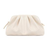 Milisente Bolso de noche para mujer, elegante, pequeño, de piel sintética, para bodas, con cremallera, beige, S