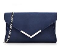 Milisente Bolsos de mano para mujer, bolso de noche de gamuza para boda, bolso de hombro metálico, Navy Blue-faux Suede