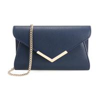 Milisente Clutch Bolso de noche de cuero para mujer pequeño bolso bandolera (repujado-L azul), Cuero Repujado Azul