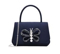 Milisente Clutch - Bolso de noche para mujer, de piel sintética, para bodas, con cadena para el hombro, 334-azul, 22.5 x 5.5 x 14 cm