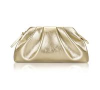 Milisente Clutch para Mujer Cloud Plisado Bolso de Noche Elegante Bolso Pequeño Bolso de Mano Cuero PU Bolso de Hombro para Boda con Cremallera, dorado, small
