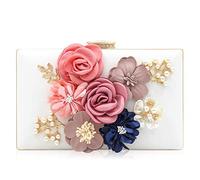 Milisente Flor Bolsa de Noche Mujer Bolso de Boda Elegante Embrague (Blanco)