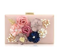 Milisente flor bolsa de noche mujer bolso de boda elegante embrague (Rosa)