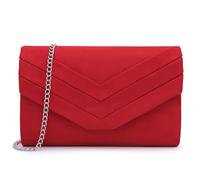 Milisente Mujer Embragues Ante Sobre Bolsa de noche Clásico Cartera de mano (Rojo)