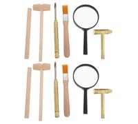 Milisten 1 juego de herramientas de excavación para niños: herramientas de excavación de dinosaurios, kit de de piedras preciosas, minimartillo, lupa, cepillo, cincel, juguetes de simulación.