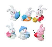 Milisten 1 Juego Decoración De Pastel De Pascua Con Figuritas De Conejo Miniaturas Para Cupcakes Y Decoración Para Coche Y Jardín Surtido Aleatorio 6 Piezas