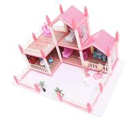 Milisten 1 Juego Juguetes De La Princesa del Castillo Kits De Construcción En Miniatura Kit De Casa En Miniatura Rompecabezas De Casa De Muñecas Dia DIY DIY Villa De Muñeca Rosa El Plastico