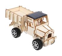 Milisten 1 Juego Modelo de camión Solar Coche pequeño Solar Juguetes de construcción Coche Solar para escuelas Modelo de Coche de Juguete Coche con energía Solar Madera de Pino Beige
