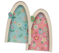 Milisten 1 Juego Puerta De Hadas De Madera con Floral Set para Decoración De Jardín Y Casa De Muñecas Accesorios Miniatura para Interiores Y Exteriores 2 Piezas