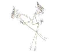 Milisten 1 Par de Manguitos de Oreja Completos para Mujer Pendientes Tipo Ear Cuff sin Perforación Diseño Creativo y Curvo Accesorio de Disfraz para Conciertos y Navidad Aleación Plateada