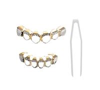MILISTEN 1 Set Hip Hop Dientes Grill Decoraciones Metal Chapado en Oro Diente Cap con Pinzas para Hombres Mujeres Cosplay Accesorio Colorido