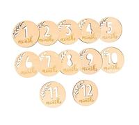 Milisten 12piezas Tarjetas De Madera Para Crecimiento De Niño Niña Diseño Calado Para Fotos De Meses y Recuerdo De Primer Año Regalo Seguro y Natural Para Recién Nacidos