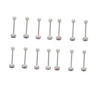 Milisten 14 Piezas Barra Recta para Lengua con Diseño Joyería para Piercing Unisex Metal Ligero Anillos con Patrón Escamas de Pez Colores Vivos para Uso Diario y Regalo Original