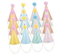 Milisten 16 Piezas sombrero de cumpleaños pompón pequeños sombreros de cumpleaños sombreros de cumpleaños pom pom chico Pompo gorras gorra de fiesta de cumpleaños sombreros de fiesta papel