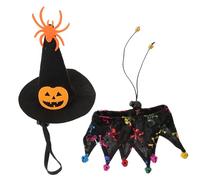 Milisten 1juego Disfraz De Gato Collar y Sombrero De Bruja para Halloween Conjunto Elementos Festivos para Gatos y Perros Pequeños