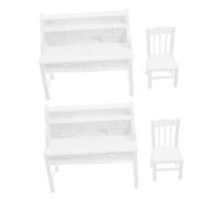Milisten 2 Juegos Miniature Dollhouse Writing Desk and Chair with Openable Drawers For Role Playing Home School Travel Children Toys