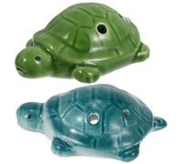 Milisten 2 Ocarinas de Cerámica Instrumento Musical Forma de Tortuga de 6 Agujeros Fácil de Aprender y Transportar para Niños Principiantes