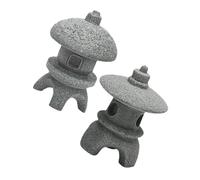 Milisten 2 Piezas Adornos de Torre Mini estatuas al Aire a Granel estatuas de jardín de hormigón estatuilla Japonesa Linterna de Pagoda Polvo de Piedra Azul Dark Grey
