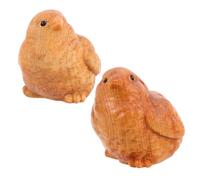 Milisten 2 Piezas artesanías de Talla de Madera Adornos tallados en Madera Estatua de Pollo Adornos de Animales tallados en Madera Manualidades de Pascua Rota Caqui