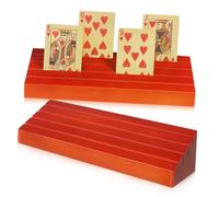 Milisten 2 Piezas Base de Naipes atender Soporte para Tarjetas Juego Negro múltiple Titular de la Tarjeta bastidores de Naipes Soporte de Madera para Naipes Bandeja Madera de Pino Marrón