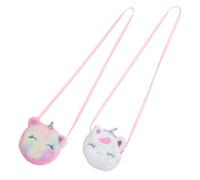 Milisten 2 Piezas Bolso Unicornio Niña Cruzado de Peluche Monedero con Cremallera Seguro Bolso Pequeño para Monedas y Lápiz Labial Bandolera Ligera para Niñas y Mujer Color Blanco