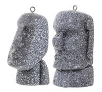 Milisten 2 Piezas Moái de Isla de Pascua Keychain de figura de moai 3d estatuilla llavero colgante Jefe de la isla de Pascua de la estatua de Moai llavero moái figura moái el plastico Gris