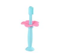 MILISTEN 2 Unids Bebé Silicona Manual de Cepillo de Dientes Niño Cepillo de Dientes Infantil Diente con Deflector para Niños Pequeños Bebés Juguetes de Dentición (Rosa Y Azul)