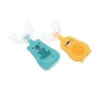 MILISTEN 2 Unids Cepillo de Dientes en Forma de U para Niños Capacitación Manual Cepillo de Dientes Portátil Bebé Silicona Cepillo de Dientes de Silicona Dientes Orales Diseño de Limpieza