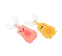MILISTEN 2 Unids Cepillo de Dientes en Forma de U para Niños Capacitación Manual Cepillo de Dientes Bebé Portátil Pincel de Dientes de Silicona Dientes Orales Diseño de Limpieza para 2- 6