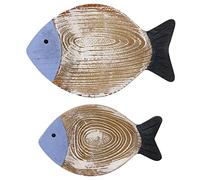 Milisten 2 Unids Peces de Madera Náutica Decoración Colgante Playa Decoración Colgante de Pared Entrada Adorno de Madera para Baño Dormitorio Estilo 2
