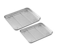 Milisten 2juegos Bandeja de Hornear con Rejilla de Acero Inoxidable Bandeja y Rejilla para Hornear Pasteles Galletas Hornos Eléctricos y Convencionales
