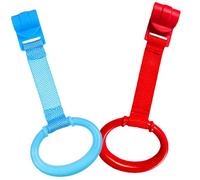 Milisten 2piezas Anillos Para Cunas De Niño Niña Anillas Colgantes Para Estimular El Aprendizaje De Accesorio Seguro Para Parques y Cunas Infantiles Fácil De Instalar Azul y Rojo