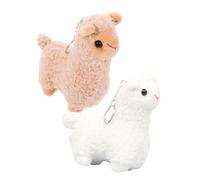 Milisten 2piezas Kawaii Alpaca Plush Keychain Llavero De Peluche De Alpaca Accesorio De Bolsa y Teléfono Celular Khaki y Blanco Creativo para y Familia