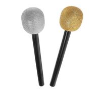 Milisten 2piezas Micrófono Falso Brillante De Juguete Purpurina Accesorio para Cantante De Rock Decoración De Discoteca para Fiesta De Cumpleaños De Niñas