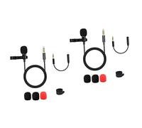 Milisten 2piezas Micrófono Lavalier Clip Omnidireccional para Grabación Teléfonos y Ordenadores Diseño Ligero y Portátil Negro