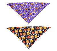 Milisten 2piezas Pañuelos Triangulares para Perros De Accesorios De Fiesta De Halloween Bandanas Coloridas para Mascotas Estampados Vibrantes y Transpirables