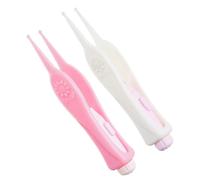 Milisten 2piezas Pinza Nasal Luminosa Limpiador De Oídos Con Luz Led Herramienta Para Eliminar Cerumen Portátil Con Pila De Botón Para Limpieza De Bebés Pequeños