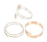 Milisten 3 Piezas de Brazaletes de Metal Dorado para Mujer Pulseras Apilables Parte Superior del Brazo Diseño Geométrico Acabado Pulido Ligeros y Ajustables para Bodas y Fiestas