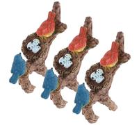 Milisten 3 Piezas de Figuras Colgantes de Pájaros para Macetas, Decoración de Jardín Exterior Esculturas Realistas de Resina, Mini Adornos para Bonsái y Terrarios, Accesorio Versátil