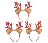 Milisten 3 Piezas Diademas de Cuernos de Reno Navideños Diadema de Peluche con Cuernos de Ciervo Brillantes para Mujer Accesorios de Fiesta y Fotografía Navidad