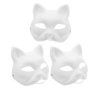 Milisten 3 Piezas máscara mascaras para pintar manualidades con animales de gato liso para pintar gato de papel pintable pulpa blanco
