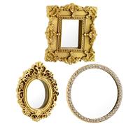 Milisten 3 piezas Mini espejo retro decorativo conjunto de espejos en miniatura para el hogar y la decoración de jardinería en miniatura estilo tradicional