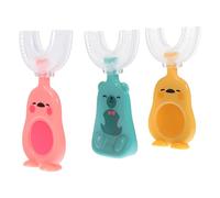 Milisten 3 Unids Niños en Forma de U Forma de Cepillo de Dientes con Cepillo de Silicona Cabeza Manual de Entrenamiento Cepillo de Dientes 360 Grados Dientes Orales Limpieza Diseño Animal