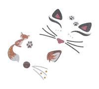 Milisten 4 Piezas Pegatinas de Cara de Animales para Fiestas Brillo y Cristales Diseño de Gato y Fáciles de Aplicar para Maquillaje y Disfraces para Celebraciones y Actuaciones