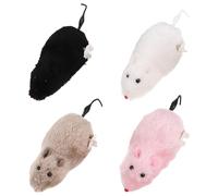 Milisten 4 Piezas Ratones de Juguete de Cuerda, Ratón Falso de Peluche y Plástico, Mecanismo de Relojería, sin Pilas, Diseño Realista, para Gatos y Perros, Juego Interactivo y Bromas