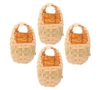 Milisten 4piezas Nidos De Bambú Hechos Mano con Gancho Rústicos Tejidos Mano para Pájaros Refugio Escondite Decoración para Jardín y Patio