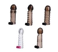 Milisten 5 Unidades Reutilizables Fundas Vibratorias para Pene Extensor de Silicona Transparente Anillo para Pene Anillo Extensor para Pene Juguetes para Alargar Las Mangas para Pene Funda